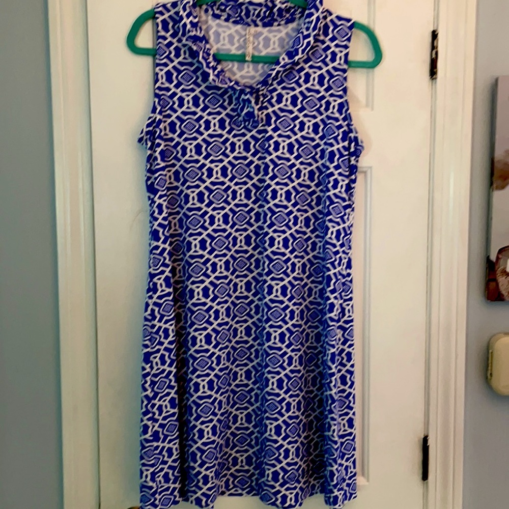 Lulu-B nylon spandex summer dress.  Ruffle neck